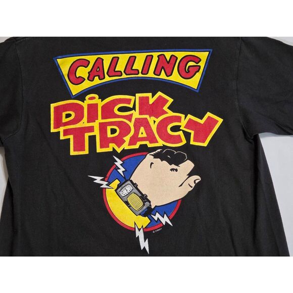VINTAGE CALLING DICK TRACY DISNEY MOVIE T SHIRT BLACK MENS LARGE SINGLE STITCH - Picture 6 of 6
